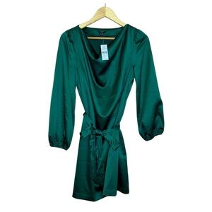 🔆 Ann Taylor Green Sheath Dress with Cowl Neck - Medium Petite NWT